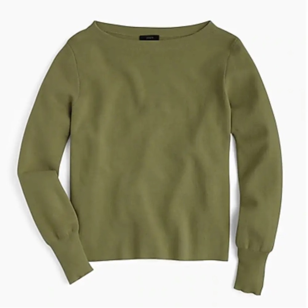 J.Crew subtle boatneck sweater merino wool blend Olive Green Size M